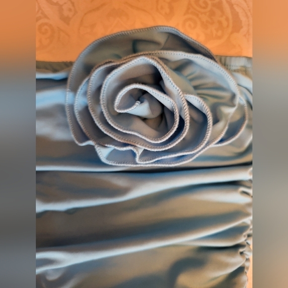 SHEIN Blue Maxi Dress With Ruching and Rosette, Size Small - Picture 7 of 14